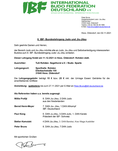 Ausschreibung IBF Bundeslehrgang 8